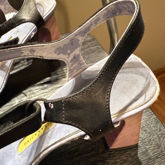 Lisa Nading Elegant Black Leather Heels with Ankle Strap - Picture 11 of 16